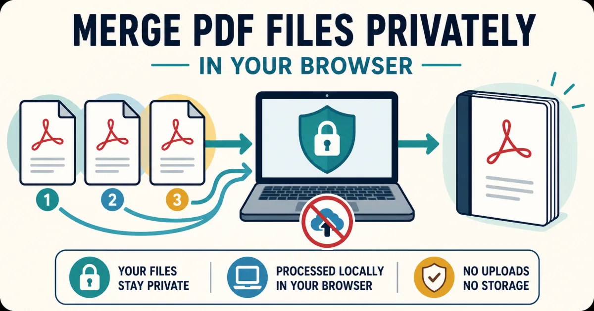 Upload ಮಾಡದೆ PDF Files Merge ಮಾಡುವುದು ಹೇಗೆ? ವಿವರಿಸುವ ಸರಳ ಚಿತ್ರ