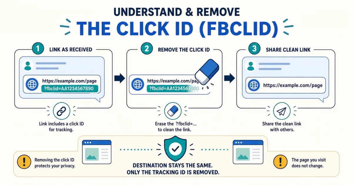 fbclid কী এবং URL থেকে কীভাবে সরাবেন বোঝানো সহজ চিত্র